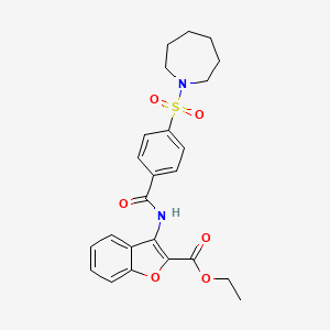 molecular formula C24H26N2O6S B6524420 ethyl 3-[4-(azepane-1-sulfonyl)benzamido]-1-benzofuran-2-carboxylate CAS No. 477500-54-2