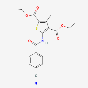 molecular formula C19H18N2O5S B6524469 2,4-diethyl 5-(4-cyanobenzamido)-3-methylthiophene-2,4-dicarboxylate CAS No. 476293-67-1