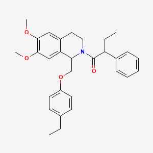 molecular formula C30H35NO4 B6524496 1-{1-[(4-ethylphenoxy)methyl]-6,7-dimethoxy-1,2,3,4-tetrahydroisoquinolin-2-yl}-2-phenylbutan-1-one CAS No. 680604-00-6