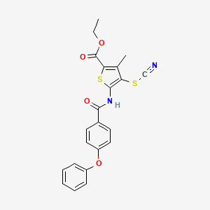 ethyl 4-(cyanosulfanyl)-3-methyl-5-(4-phenoxybenzamido)thiophene-2-carboxylate