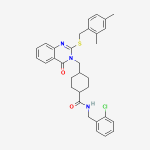 N-[(2-chlorophenyl)methyl]-4-[(2-{[(2,4-dimethylphenyl)methyl]sulfanyl}-4-oxo-3,4-dihydroquinazolin-3-yl)methyl]cyclohexane-1-carboxamide