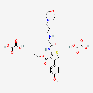 molecular formula C27H35N3O13S B6524534 ethyl 4-(4-methoxyphenyl)-2-(2-{[3-(morpholin-4-yl)propyl]amino}acetamido)thiophene-3-carboxylate; bis(oxalic acid) CAS No. 1051924-48-1