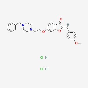 (2Z)-6-[2-(4-benzylpiperazin-1-yl)ethoxy]-2-[(4-methoxyphenyl)methylidene]-2,3-dihydro-1-benzofuran-3-one dihydrochloride