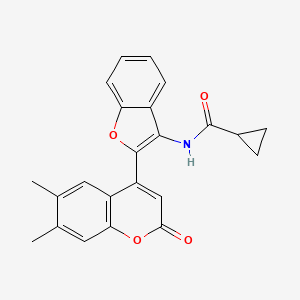 molecular formula C23H19NO4 B6524746 N-[2-(6,7-dimethyl-2-oxo-2H-chromen-4-yl)-1-benzofuran-3-yl]cyclopropanecarboxamide CAS No. 929450-66-8