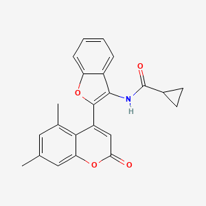 molecular formula C23H19NO4 B6524749 N-[2-(5,7-dimethyl-2-oxo-2H-chromen-4-yl)-1-benzofuran-3-yl]cyclopropanecarboxamide CAS No. 929413-65-0
