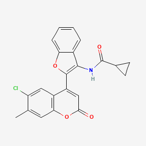 molecular formula C22H16ClNO4 B6524766 N-[2-(6-chloro-7-methyl-2-oxo-2H-chromen-4-yl)-1-benzofuran-3-yl]cyclopropanecarboxamide CAS No. 929490-21-1