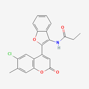 molecular formula C21H16ClNO4 B6524798 N-[2-(6-chloro-7-methyl-2-oxo-2H-chromen-4-yl)-1-benzofuran-3-yl]propanamide CAS No. 929450-72-6