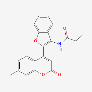 molecular formula C22H19NO4 B6524847 N-[2-(5,7-dimethyl-2-oxo-2H-chromen-4-yl)-1-benzofuran-3-yl]propanamide CAS No. 929413-75-2
