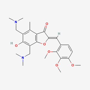 (2Z)-5,7-bis[(dimethylamino)methyl]-6-hydroxy-4-methyl-2-[(2,3,4-trimethoxyphenyl)methylidene]-2,3-dihydro-1-benzofuran-3-one