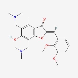 (2Z)-2-[(2,3-dimethoxyphenyl)methylidene]-5,7-bis[(dimethylamino)methyl]-6-hydroxy-4-methyl-2,3-dihydro-1-benzofuran-3-one