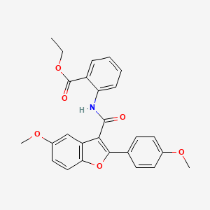 molecular formula C26H23NO6 B6525201 ethyl 2-[5-methoxy-2-(4-methoxyphenyl)-1-benzofuran-3-amido]benzoate CAS No. 929513-15-5