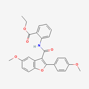 ethyl 2-[5-methoxy-2-(4-methoxyphenyl)-1-benzofuran-3-amido]benzoate