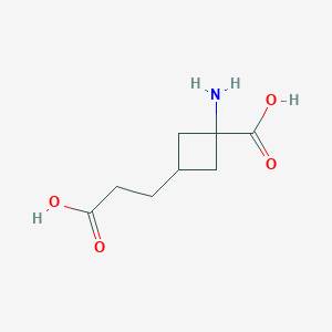 molecular formula C8H13NO4 B065255 1-Amino-3-(2-carboxyethyl)cyclobutane-1-carboxylic acid CAS No. 161181-74-4