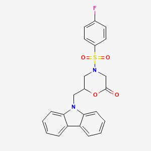 molecular formula C23H19FN2O4S B6525856 6-[(9H-carbazol-9-yl)methyl]-4-(4-fluorobenzenesulfonyl)morpholin-2-one CAS No. 942840-99-5