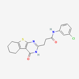 molecular formula C19H18ClN3O2S B6525983 N-(3-chlorophenyl)-3-(4-oxo-3,4,5,6,7,8-hexahydro[1]benzothieno[2,3-d]pyrimidin-2-yl)propanamide CAS No. 1016156-24-3