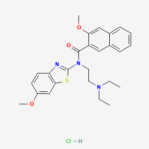 molecular formula C26H30ClN3O3S B6526120 N-[2-(diethylamino)ethyl]-3-methoxy-N-(6-methoxy-1,3-benzothiazol-2-yl)naphthalene-2-carboxamide hydrochloride CAS No. 1135225-67-0