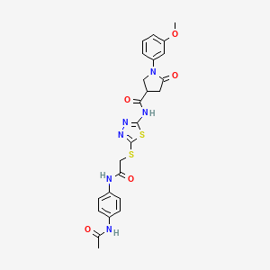 molecular formula C24H24N6O5S2 B6526690 N-[5-({[(4-acetamidophenyl)carbamoyl]methyl}sulfanyl)-1,3,4-thiadiazol-2-yl]-1-(3-methoxyphenyl)-5-oxopyrrolidine-3-carboxamide CAS No. 920464-05-7
