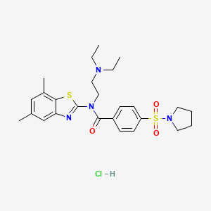 molecular formula C26H35ClN4O3S2 B6526730 N-[2-(diethylamino)ethyl]-N-(5,7-dimethyl-1,3-benzothiazol-2-yl)-4-(pyrrolidine-1-sulfonyl)benzamide hydrochloride CAS No. 1135204-02-2