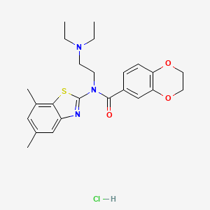 N-[2-(diethylamino)ethyl]-N-(5,7-dimethyl-1,3-benzothiazol-2-yl)-2,3-dihydro-1,4-benzodioxine-6-carboxamide hydrochloride