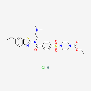 ethyl 4-(4-{[2-(dimethylamino)ethyl](6-ethyl-1,3-benzothiazol-2-yl)carbamoyl}benzenesulfonyl)piperazine-1-carboxylate hydrochloride