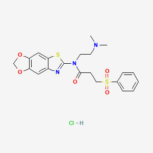 3-(benzenesulfonyl)-N-[2-(dimethylamino)ethyl]-N-{4,6-dioxa-10-thia-12-azatricyclo[7.3.0.0^{3,7}]dodeca-1(9),2,7,11-tetraen-11-yl}propanamide hydrochloride