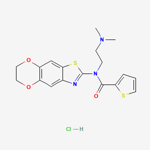 N-[2-(dimethylamino)ethyl]-N-{10,13-dioxa-4-thia-6-azatricyclo[7.4.0.0^{3,7}]trideca-1,3(7),5,8-tetraen-5-yl}thiophene-2-carboxamide hydrochloride
