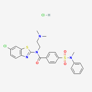molecular formula C25H26Cl2N4O3S2 B6526828 N-(6-chloro-1,3-benzothiazol-2-yl)-N-[2-(dimethylamino)ethyl]-4-[methyl(phenyl)sulfamoyl]benzamide hydrochloride CAS No. 1135211-61-8