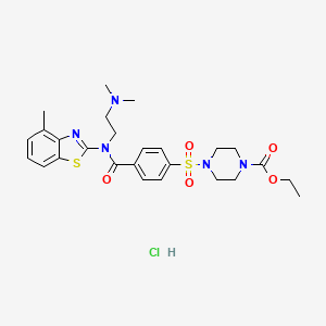 ethyl 4-(4-{[2-(dimethylamino)ethyl](4-methyl-1,3-benzothiazol-2-yl)carbamoyl}benzenesulfonyl)piperazine-1-carboxylate hydrochloride