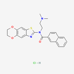 N-[2-(dimethylamino)ethyl]-N-{10,13-dioxa-4-thia-6-azatricyclo[7.4.0.0^{3,7}]trideca-1,3(7),5,8-tetraen-5-yl}naphthalene-2-carboxamide hydrochloride