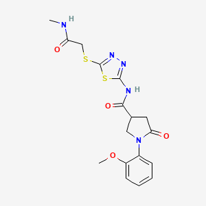 molecular formula C17H19N5O4S2 B6526897 1-(2-methoxyphenyl)-N-(5-{[(methylcarbamoyl)methyl]sulfanyl}-1,3,4-thiadiazol-2-yl)-5-oxopyrrolidine-3-carboxamide CAS No. 894037-07-1