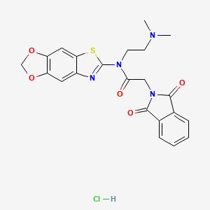 molecular formula C22H21ClN4O5S B6526904 N-[2-(dimethylamino)ethyl]-N-{4,6-dioxa-10-thia-12-azatricyclo[7.3.0.0^{3,7}]dodeca-1(9),2,7,11-tetraen-11-yl}-2-(1,3-dioxo-2,3-dihydro-1H-isoindol-2-yl)acetamide hydrochloride CAS No. 1135214-37-7