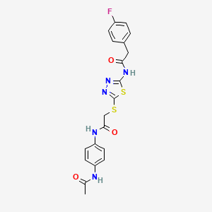 molecular formula C20H18FN5O3S2 B6526911 N-(4-acetamidophenyl)-2-({5-[2-(4-fluorophenyl)acetamido]-1,3,4-thiadiazol-2-yl}sulfanyl)acetamide CAS No. 893359-04-1