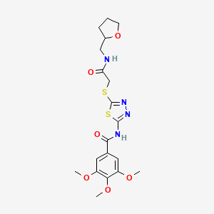 molecular formula C19H24N4O6S2 B6526912 3,4,5-trimethoxy-N-{5-[({[(oxolan-2-yl)methyl]carbamoyl}methyl)sulfanyl]-1,3,4-thiadiazol-2-yl}benzamide CAS No. 893150-33-9