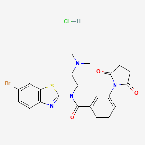 molecular formula C22H22BrClN4O3S B6526918 N-(6-bromo-1,3-benzothiazol-2-yl)-N-[2-(dimethylamino)ethyl]-3-(2,5-dioxopyrrolidin-1-yl)benzamide hydrochloride CAS No. 1135134-00-7