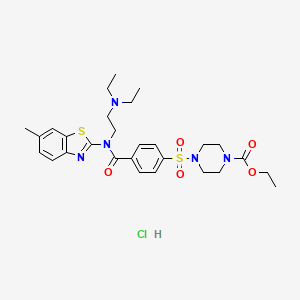 ethyl 4-(4-{[2-(diethylamino)ethyl](6-methyl-1,3-benzothiazol-2-yl)carbamoyl}benzenesulfonyl)piperazine-1-carboxylate hydrochloride