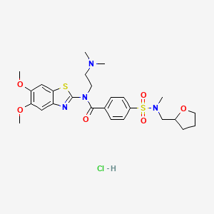 molecular formula C26H35ClN4O6S2 B6526936 N-(5,6-dimethoxy-1,3-benzothiazol-2-yl)-N-[2-(dimethylamino)ethyl]-4-{methyl[(oxolan-2-yl)methyl]sulfamoyl}benzamide hydrochloride CAS No. 1135199-74-4