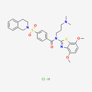molecular formula C30H35ClN4O5S2 B6526957 N-(4,7-dimethoxy-1,3-benzothiazol-2-yl)-N-[3-(dimethylamino)propyl]-4-(1,2,3,4-tetrahydroisoquinoline-2-sulfonyl)benzamide hydrochloride CAS No. 1135138-09-8
