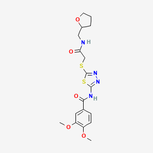 molecular formula C18H22N4O5S2 B6526961 3,4-dimethoxy-N-{5-[({[(oxolan-2-yl)methyl]carbamoyl}methyl)sulfanyl]-1,3,4-thiadiazol-2-yl}benzamide CAS No. 893153-29-2