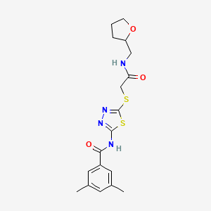 molecular formula C18H22N4O3S2 B6526964 3,5-dimethyl-N-{5-[({[(oxolan-2-yl)methyl]carbamoyl}methyl)sulfanyl]-1,3,4-thiadiazol-2-yl}benzamide CAS No. 893153-92-9