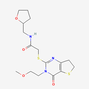 2-{[3-(2-methoxyethyl)-4-oxo-3H,4H,6H,7H-thieno[3,2-d]pyrimidin-2-yl]sulfanyl}-N-[(oxolan-2-yl)methyl]acetamide