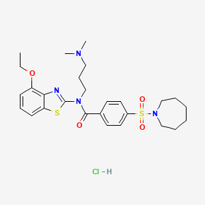 4-(azepane-1-sulfonyl)-N-[3-(dimethylamino)propyl]-N-(4-ethoxy-1,3-benzothiazol-2-yl)benzamide hydrochloride