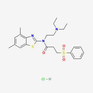 3-(benzenesulfonyl)-N-[2-(diethylamino)ethyl]-N-(4,6-dimethyl-1,3-benzothiazol-2-yl)propanamide hydrochloride