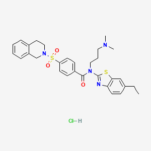 N-[3-(dimethylamino)propyl]-N-(6-ethyl-1,3-benzothiazol-2-yl)-4-(1,2,3,4-tetrahydroisoquinoline-2-sulfonyl)benzamide hydrochloride
