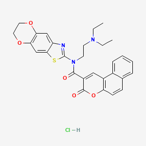 molecular formula C29H28ClN3O5S B6527282 N-[2-(diethylamino)ethyl]-N-{10,13-dioxa-4-thia-6-azatricyclo[7.4.0.0^{3,7}]trideca-1,3(7),5,8-tetraen-5-yl}-3-oxo-3H-benzo[f]chromene-2-carboxamide hydrochloride CAS No. 1135129-45-1