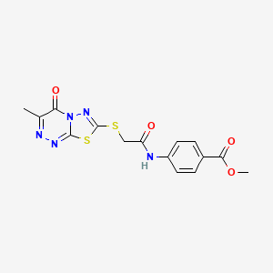 B6527289 methyl 4-[2-({3-methyl-4-oxo-4H-[1,3,4]thiadiazolo[2,3-c][1,2,4]triazin-7-yl}sulfanyl)acetamido]benzoate CAS No. 869074-11-3