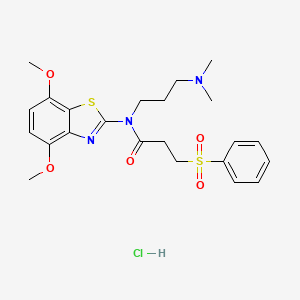 3-(benzenesulfonyl)-N-(4,7-dimethoxy-1,3-benzothiazol-2-yl)-N-[3-(dimethylamino)propyl]propanamide hydrochloride