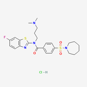 4-(azepane-1-sulfonyl)-N-[3-(dimethylamino)propyl]-N-(6-fluoro-1,3-benzothiazol-2-yl)benzamide hydrochloride