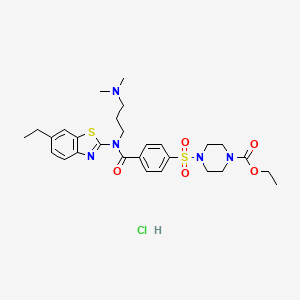 ethyl 4-(4-{[3-(dimethylamino)propyl](6-ethyl-1,3-benzothiazol-2-yl)carbamoyl}benzenesulfonyl)piperazine-1-carboxylate hydrochloride