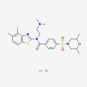 molecular formula C26H35ClN4O4S2 B6527370 N-(4,5-dimethyl-1,3-benzothiazol-2-yl)-N-[2-(dimethylamino)ethyl]-4-[(2,6-dimethylmorpholin-4-yl)sulfonyl]benzamide hydrochloride CAS No. 1135209-46-9