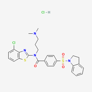 N-(4-chloro-1,3-benzothiazol-2-yl)-4-(2,3-dihydro-1H-indole-1-sulfonyl)-N-[3-(dimethylamino)propyl]benzamide hydrochloride